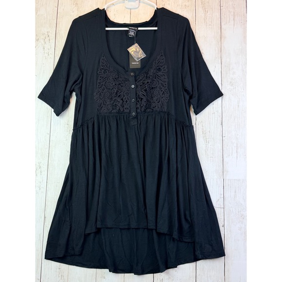 torrid Tops - NWT Torrid Black Lace Babydoll Tunic Top Size 1 1X Romantic Goth Boho